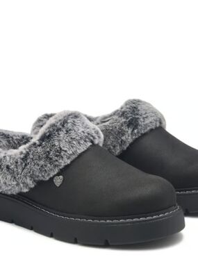 BOBS from Skechers Black Faux-Fur Lined Slip-On Clogs